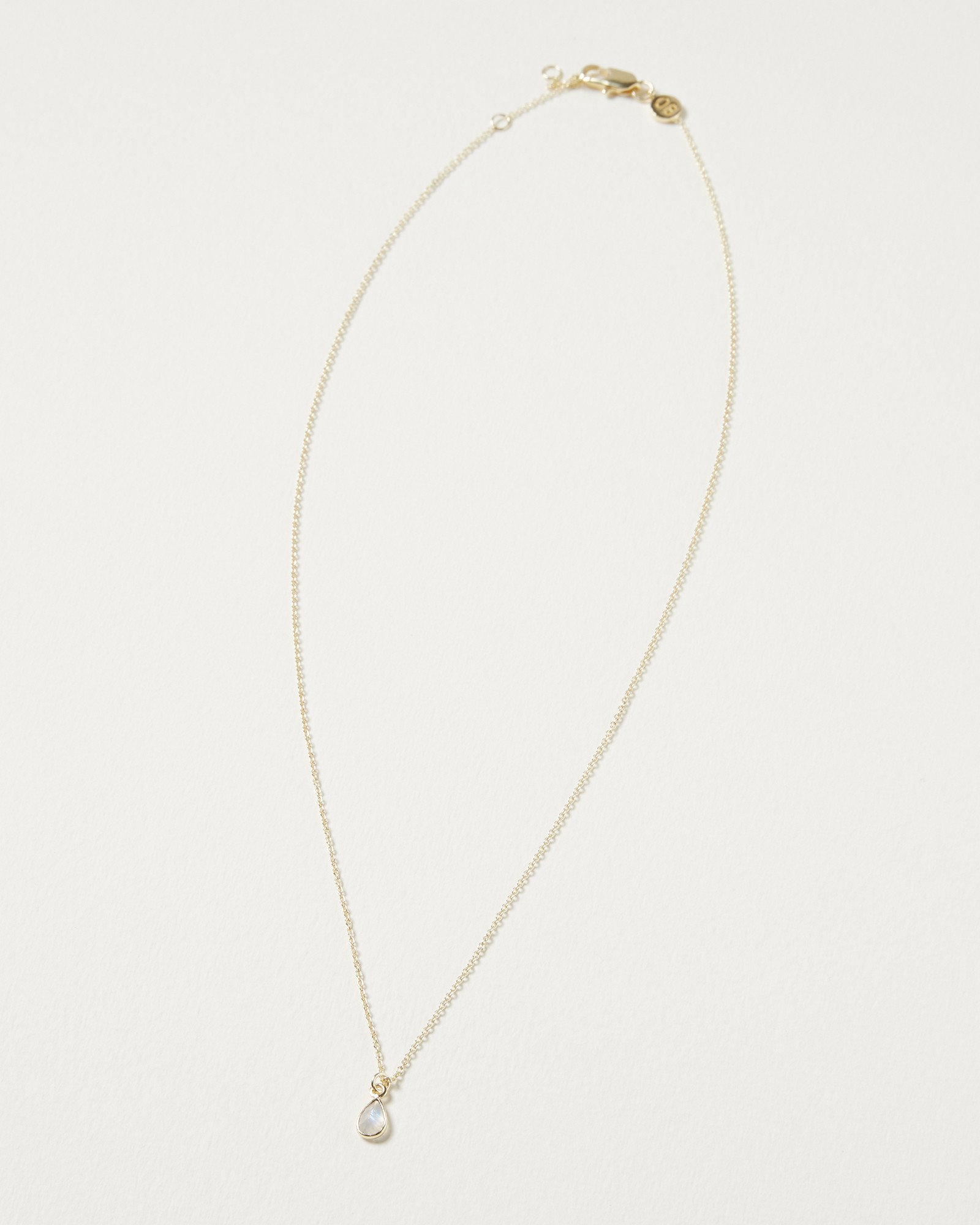 Auden White Moonstone & Gold Plated Drop Pendant Necklace | Oliver