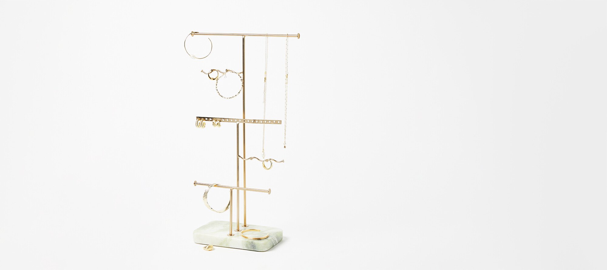 Gold Tone Metal & Marble Wiggle Jewellery Stand | Oliver Bonas