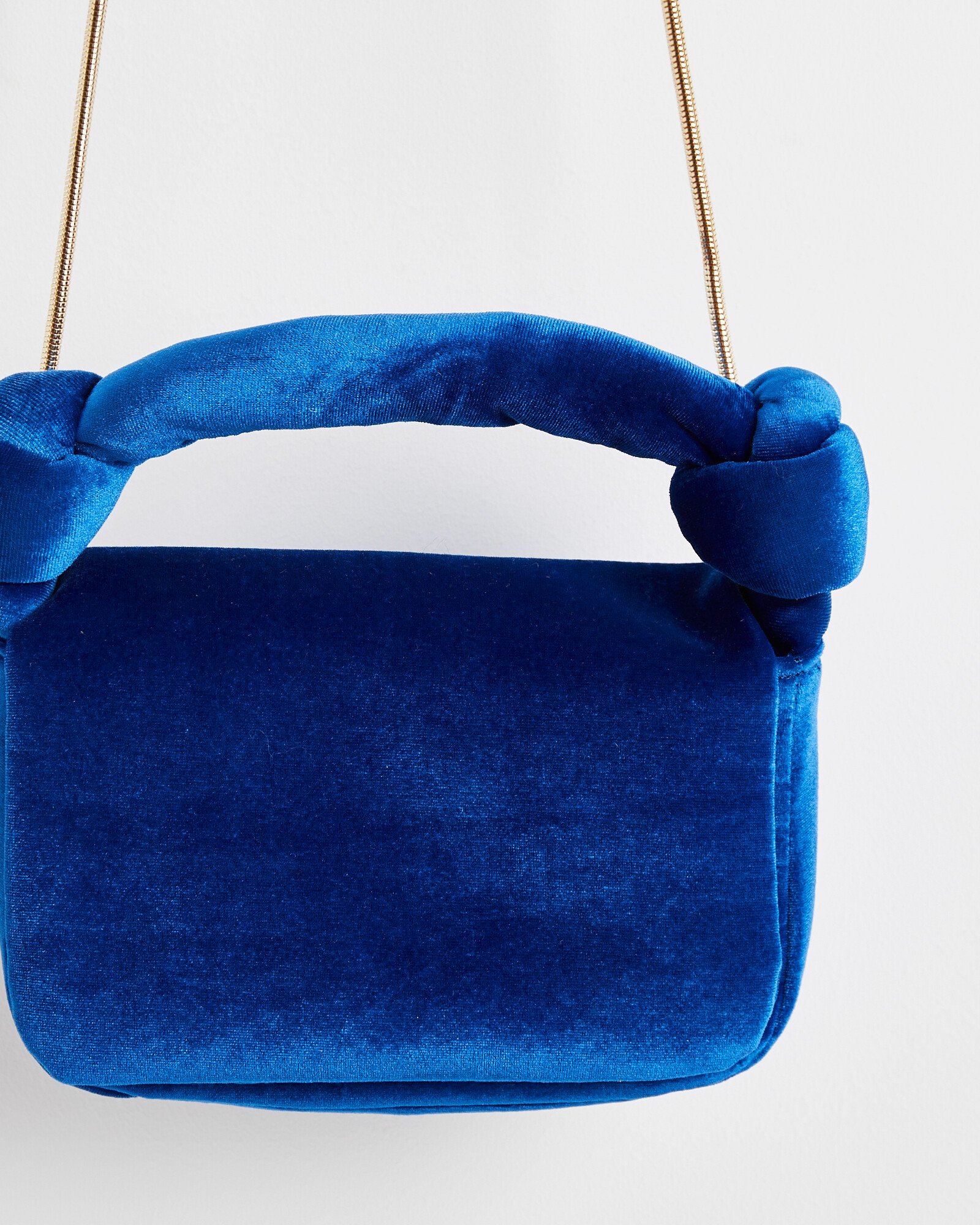 Vivi Electric Blue Velvet Knot Crossbody Bag | Oliver Bonas
