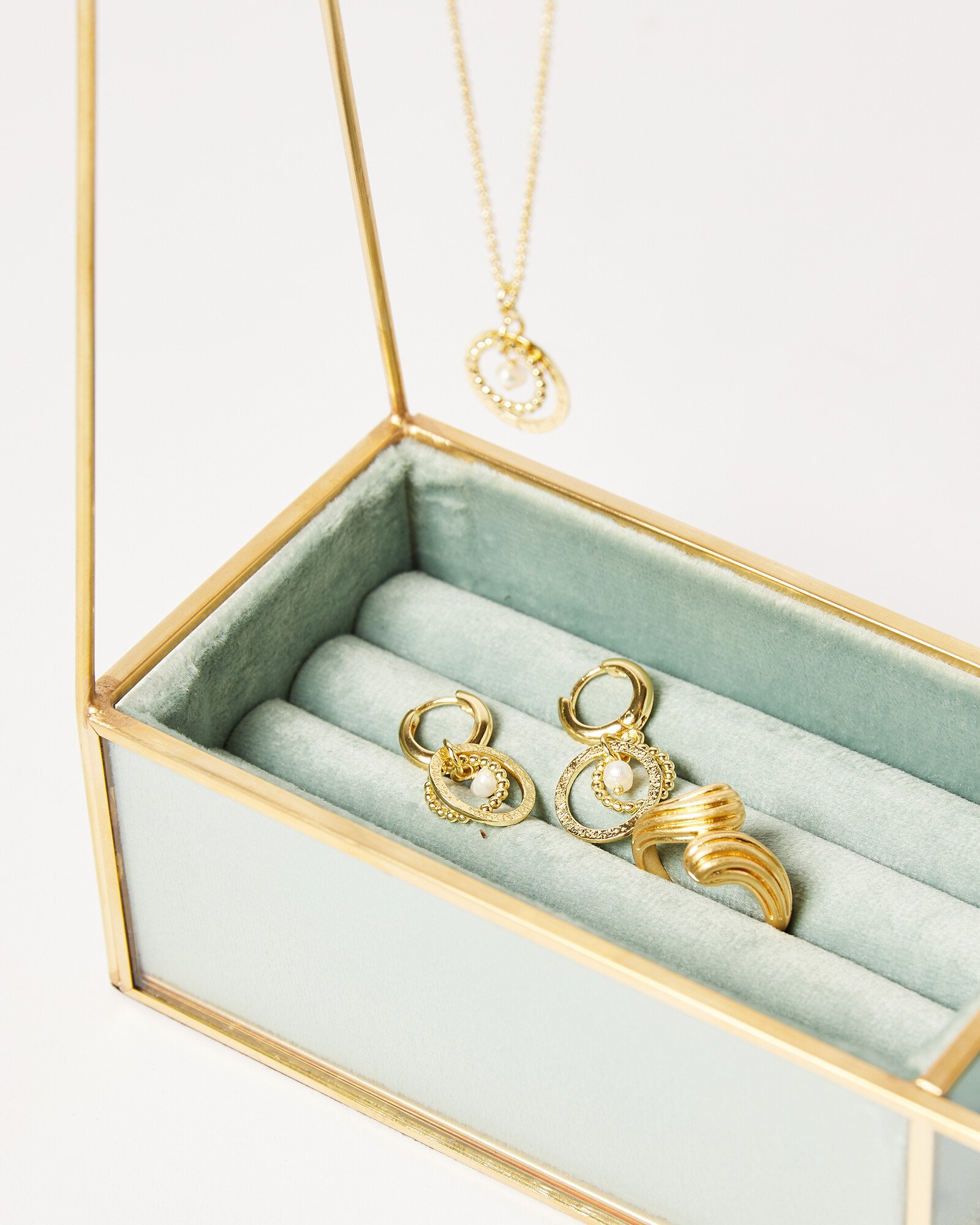 Gold & Glass Green Resin Jewellery Stand | Oliver Bonas