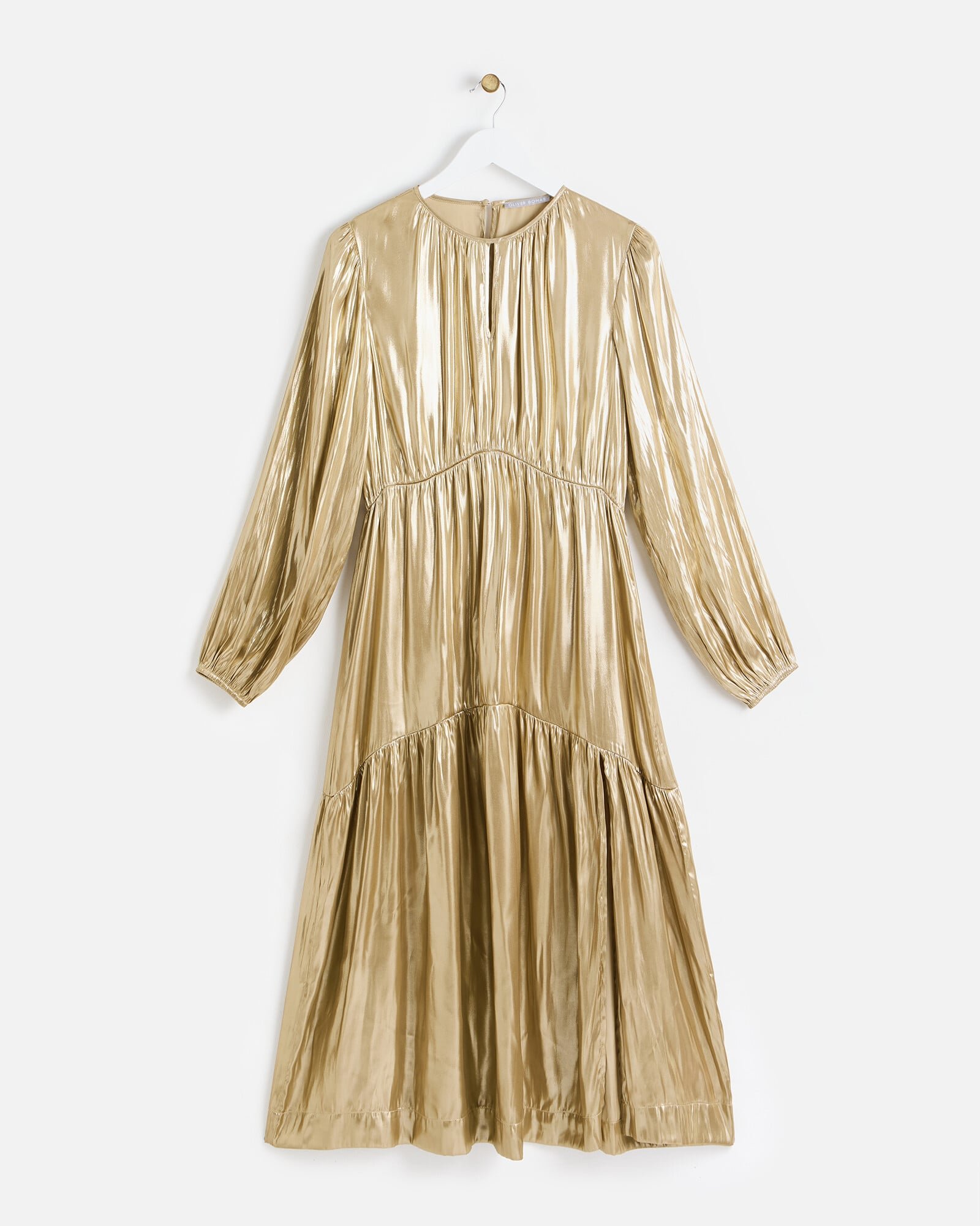 gold metallic tiered midi dress princess wedding dresses