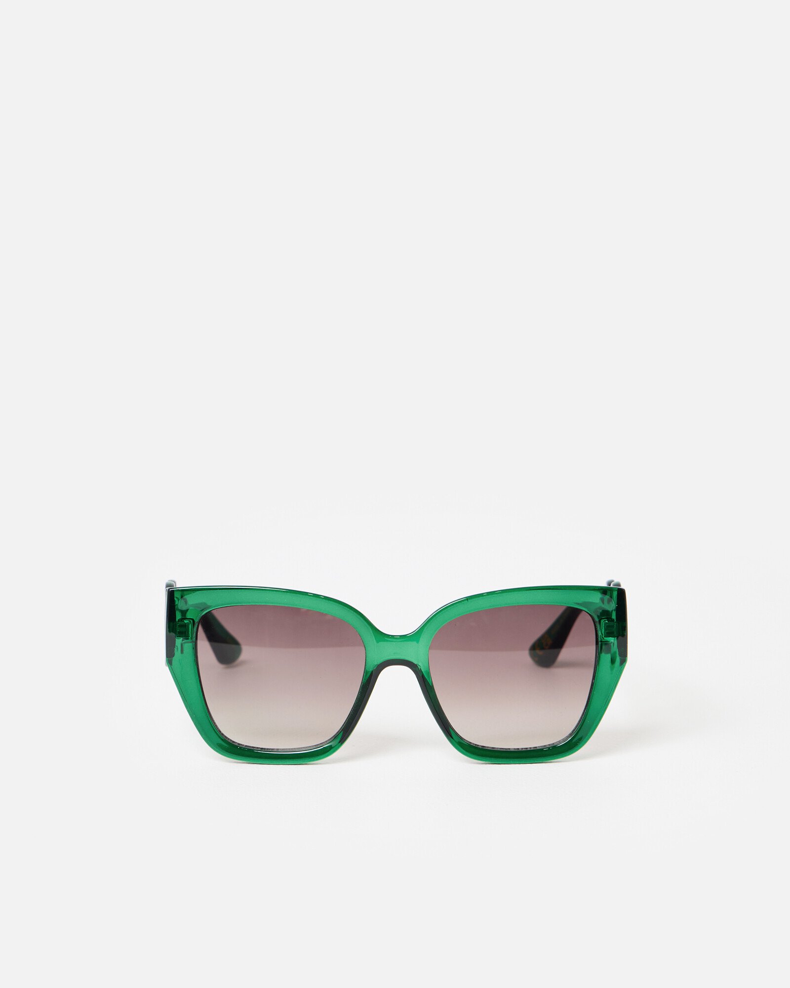 Green Angled Wavy Arm Square Sunglasses | Oliver Bonas