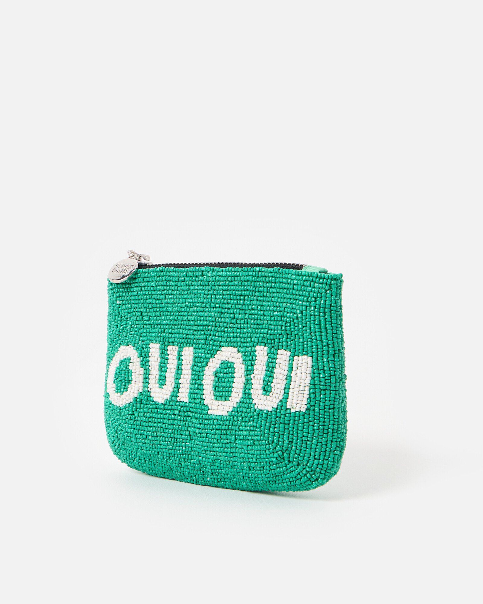 Oui Oui Green Beaded Zipped Pouch | Oliver Bonas