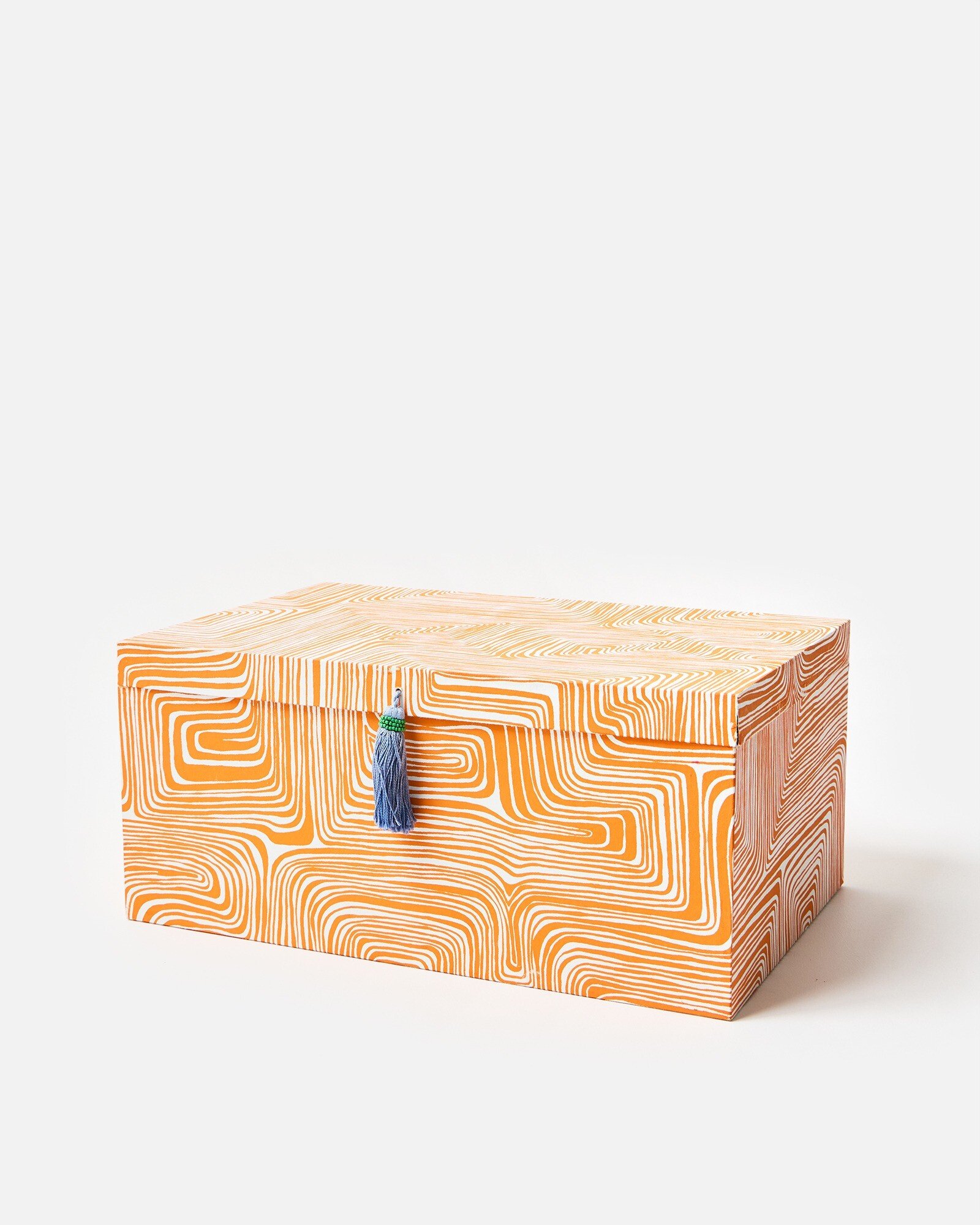 Swirl Orange Paper Storage Box Set of Two | Oliver Bonas