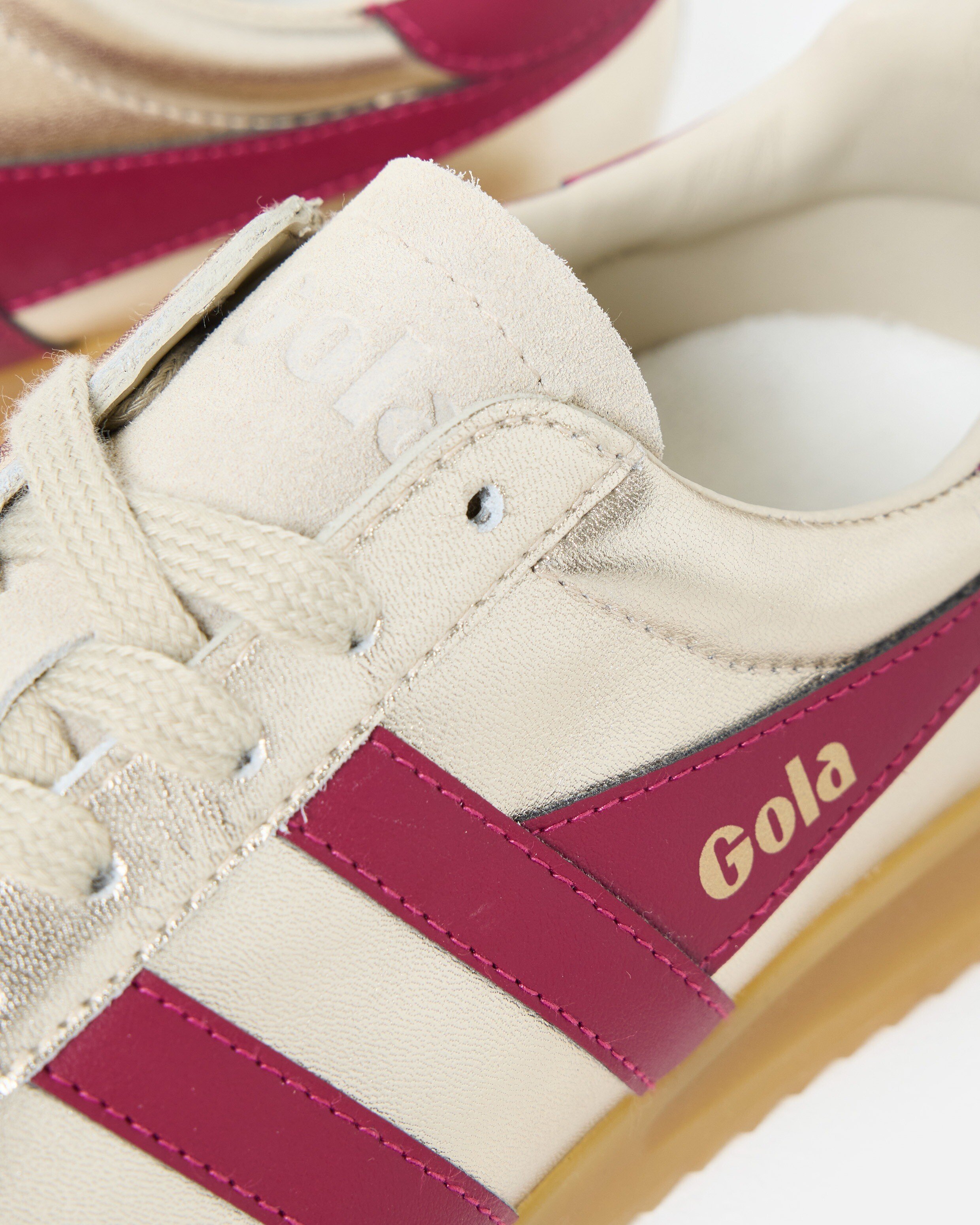 Gola Torpedo Glimmer Gold Metallic & Red Trainers | Oliver Bonas