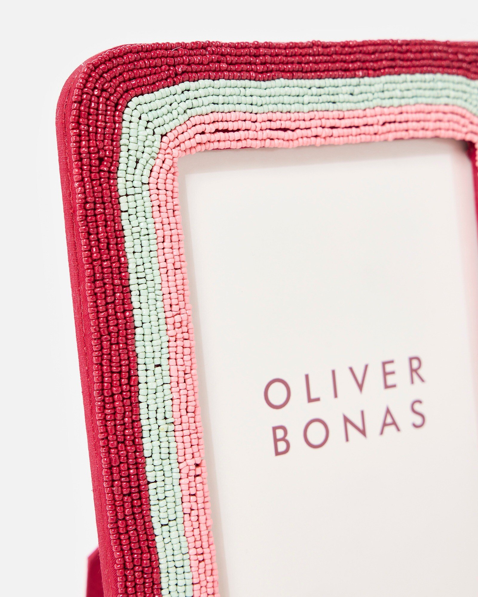 Etel Pink Striped Beaded Photo Frame 5x7