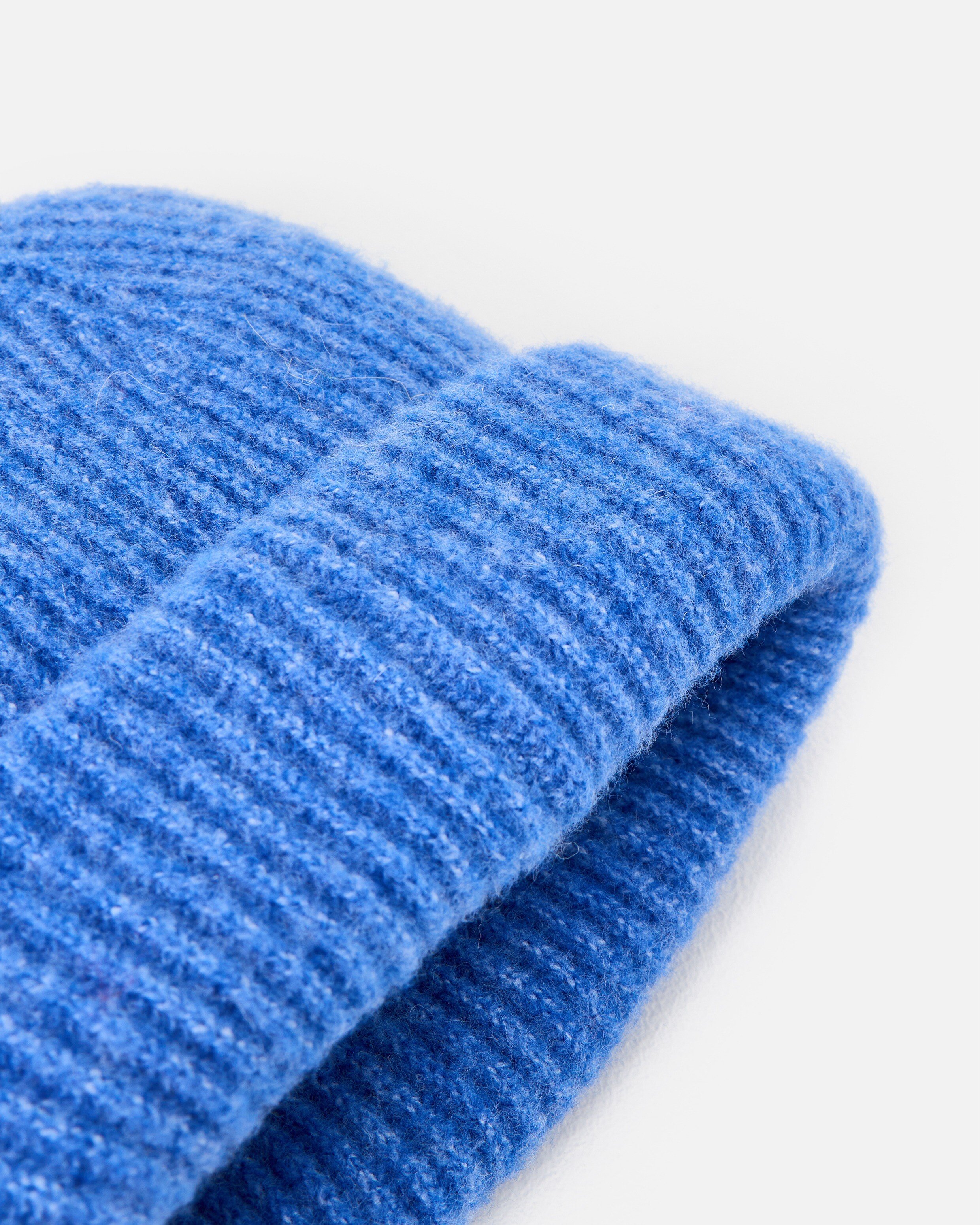 Cornflower Blue Ribbed Knitted Beanie Hat | Oliver Bonas