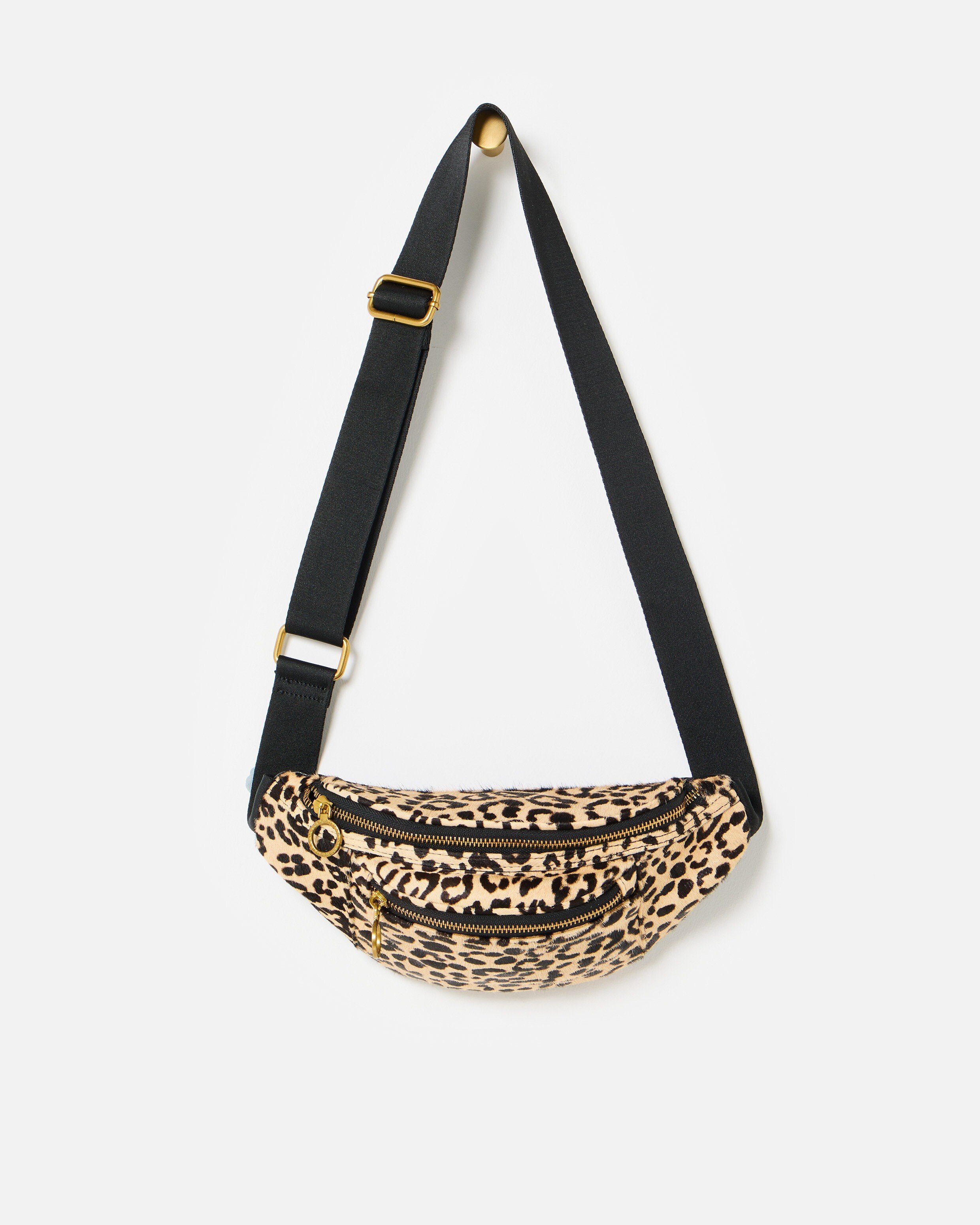 Lexi Leopard Print Textured Double Zip Belt Bag | Oliver Bonas