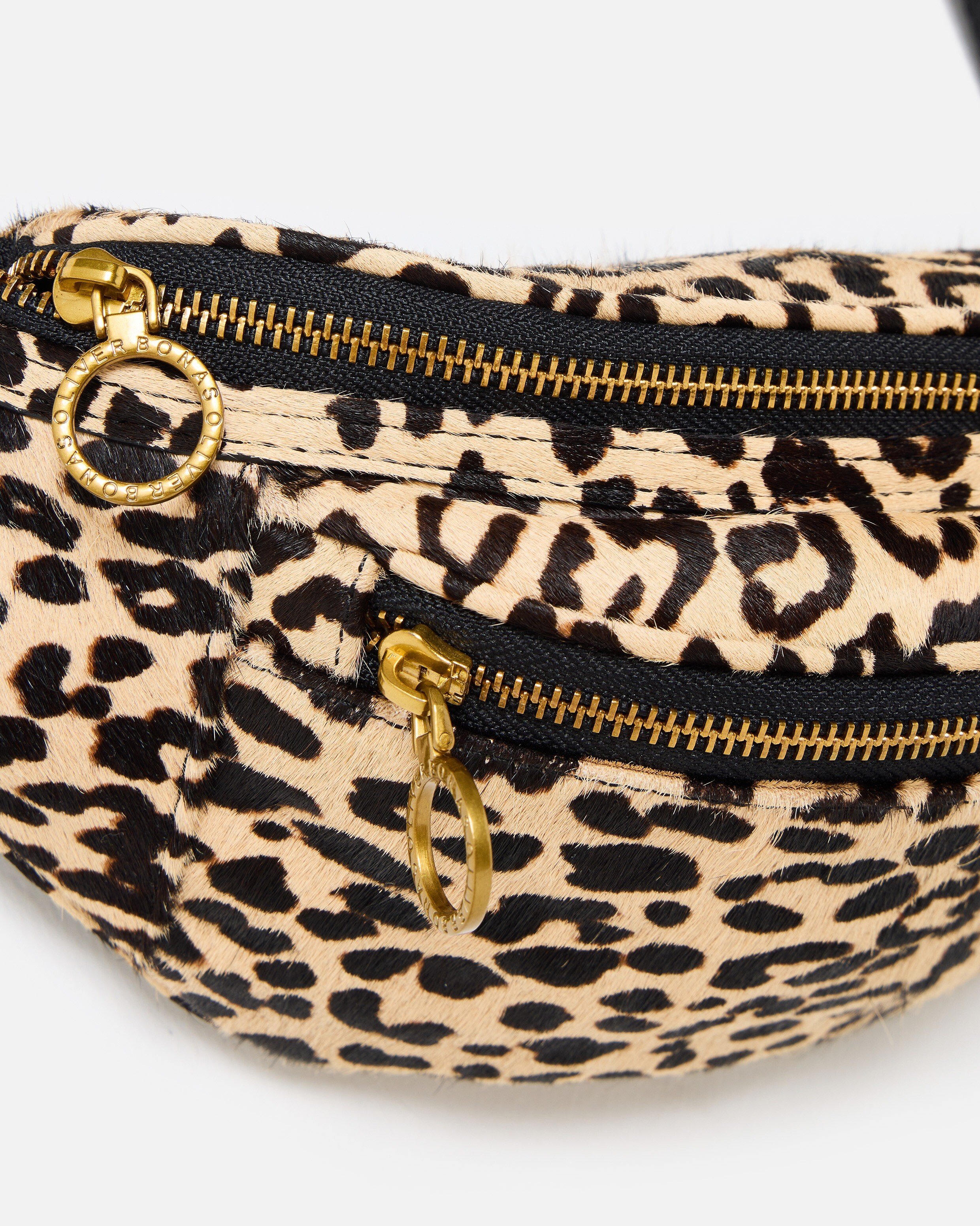 Lexi Leopard Print Textured Double Zip Belt Bag | Oliver Bonas