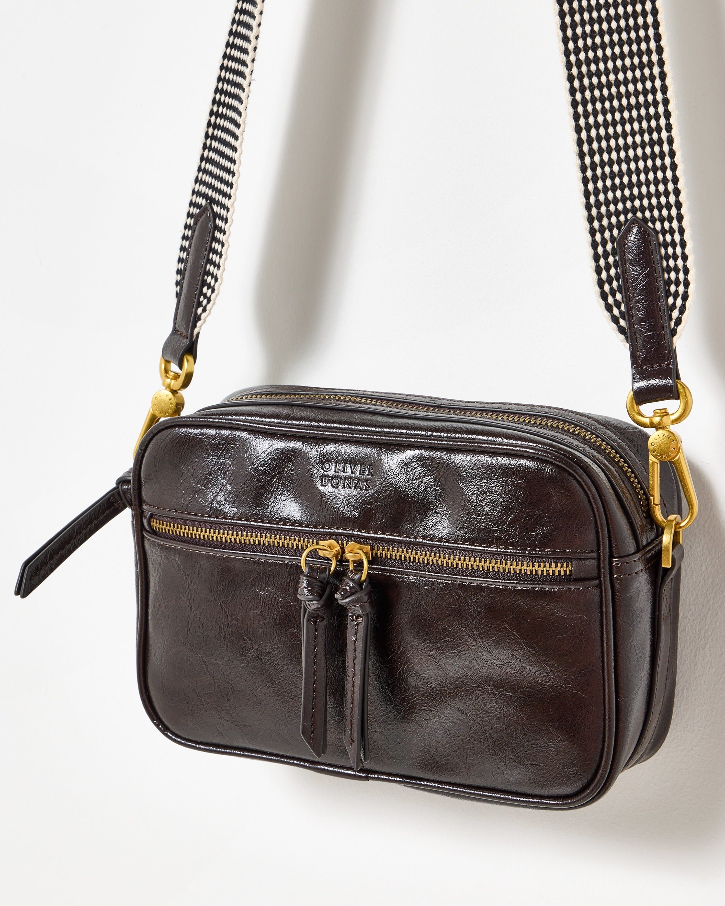 【bbn❗️】 Nora Chocolate Brown Zip Front Crossbody Bag | Oliver Bonas