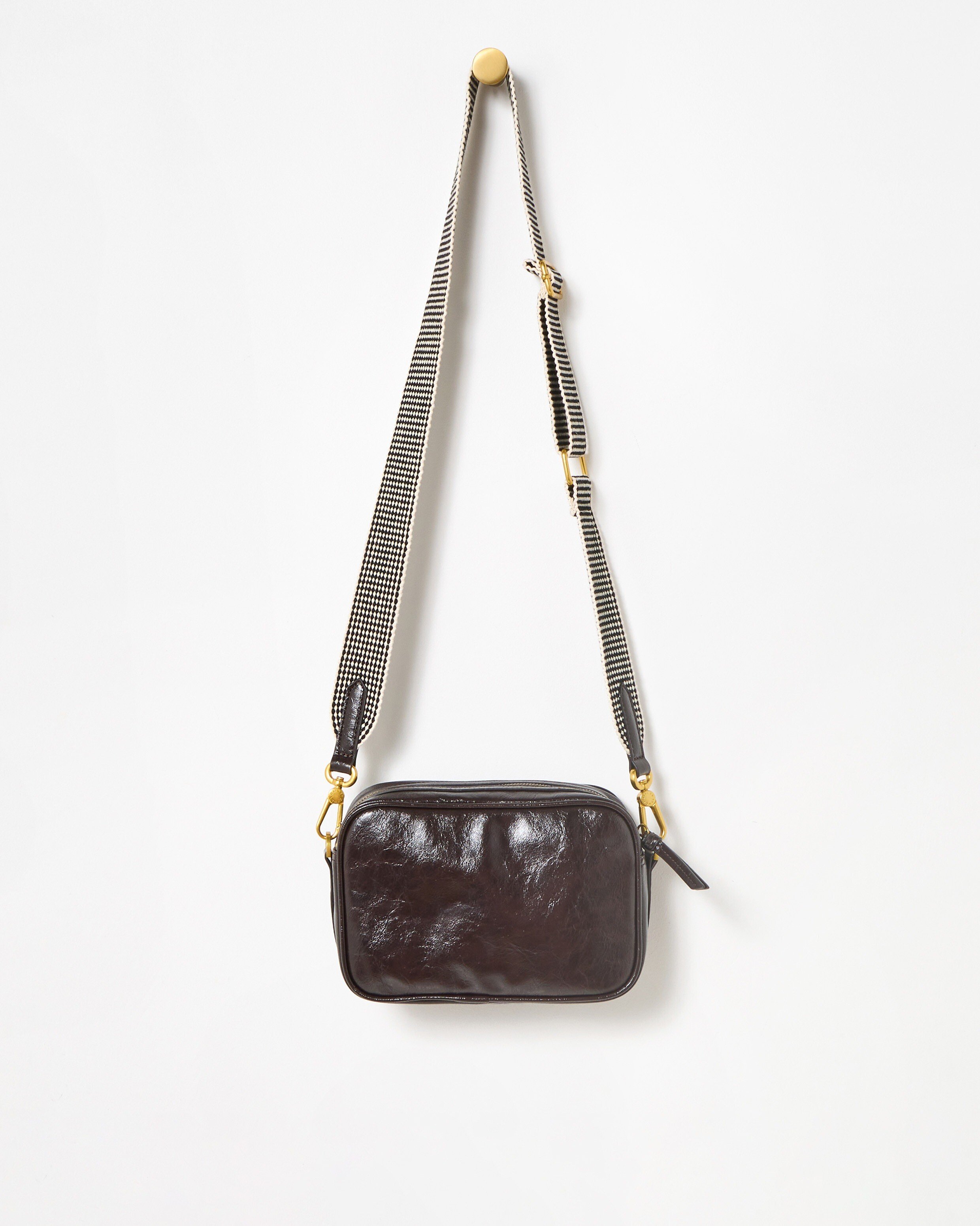 Nora Chocolate Brown Zip Front Crossbody Bag | Oliver Bonas
