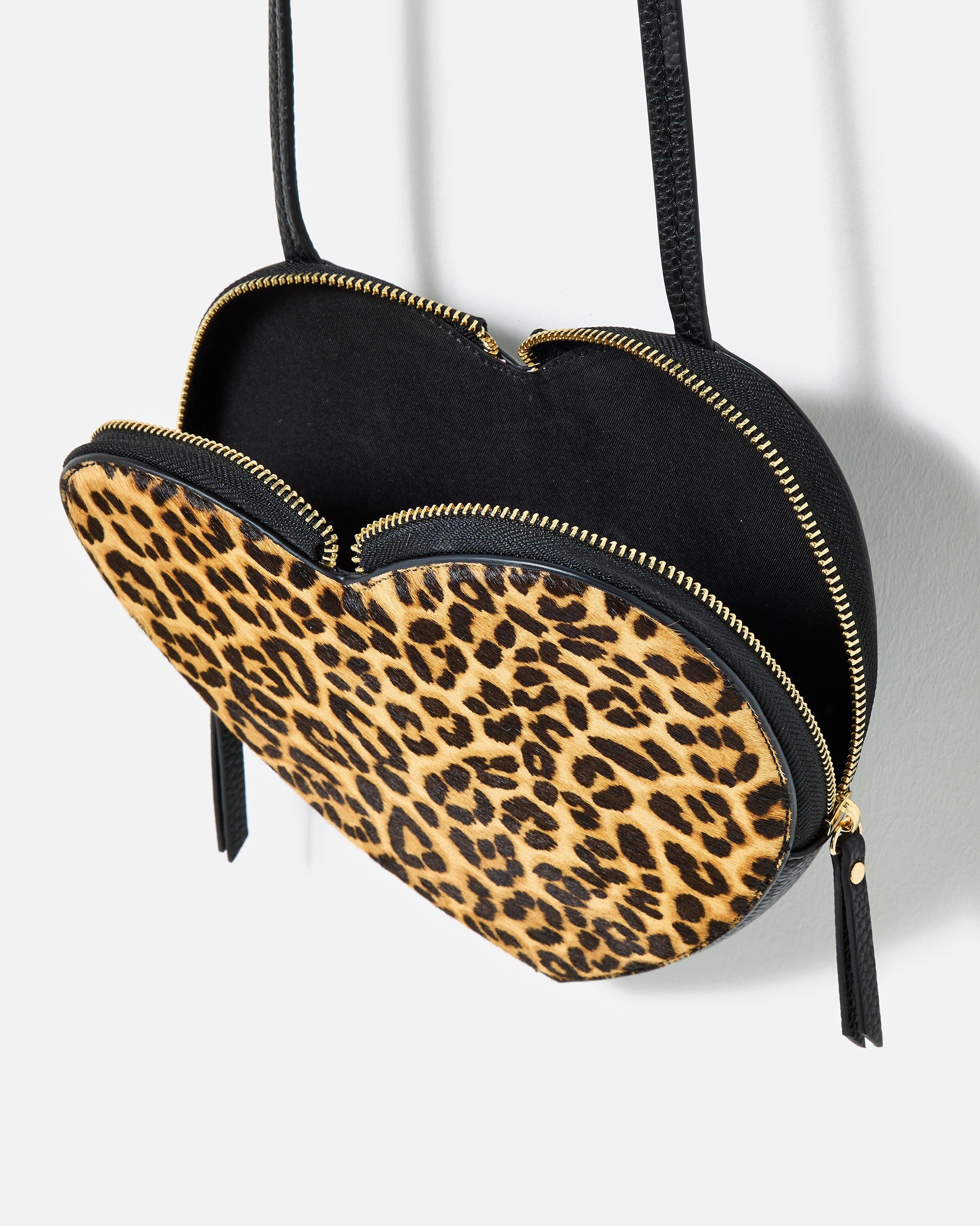 Augusta Textured Leopard Print Heart Crossbody Bag | Oliver Bonas