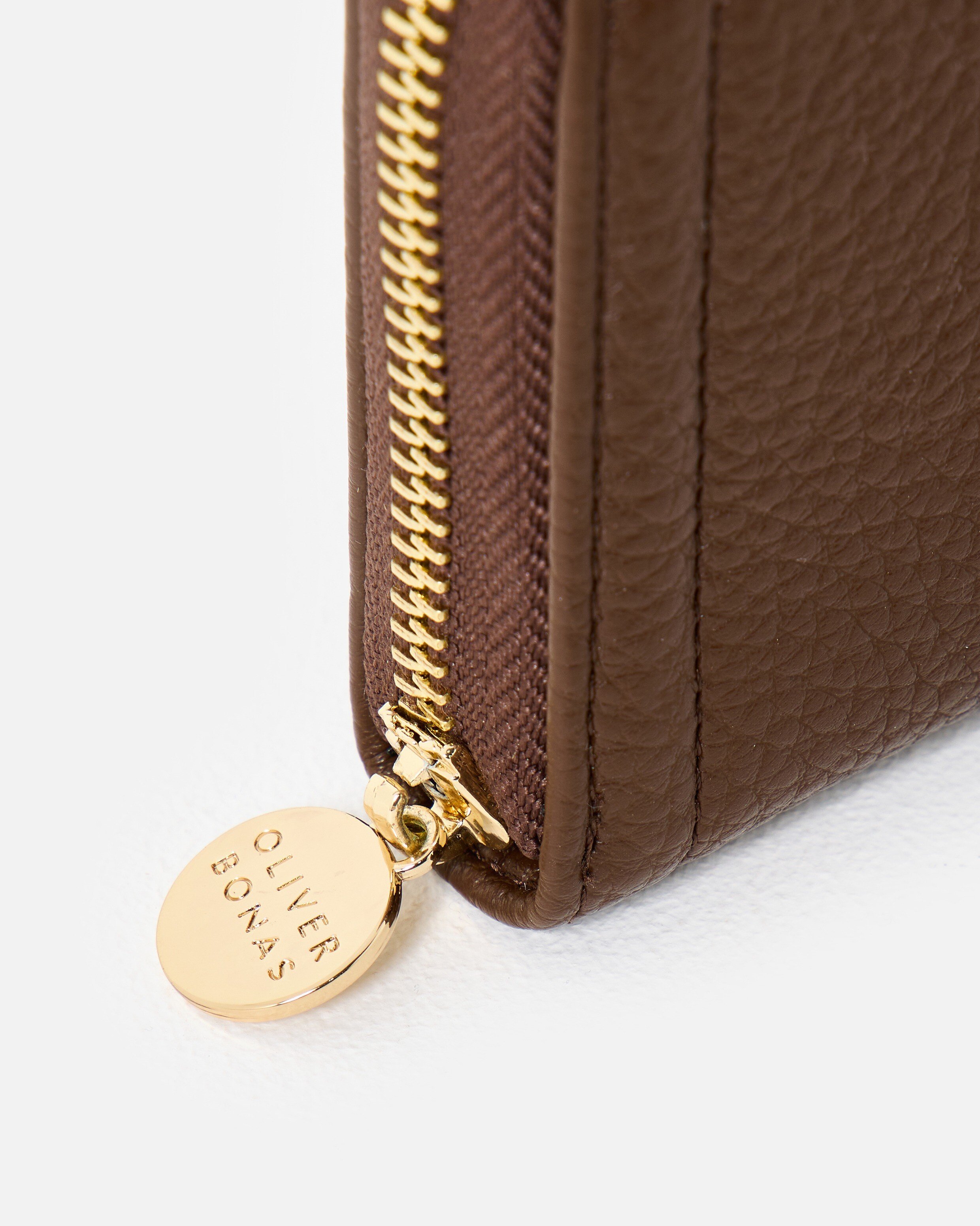Maddie Chocolate Brown Zip Around Purse | Oliver Bonas