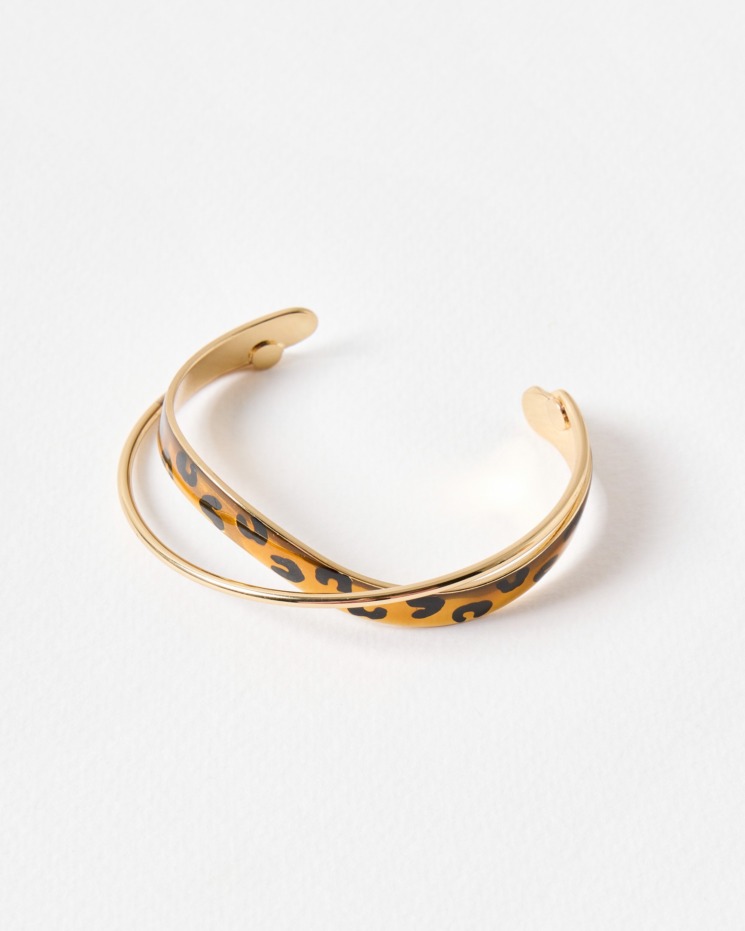 Christie Twist Animal Enamel Gold Tone Bangle | Oliver Bonas