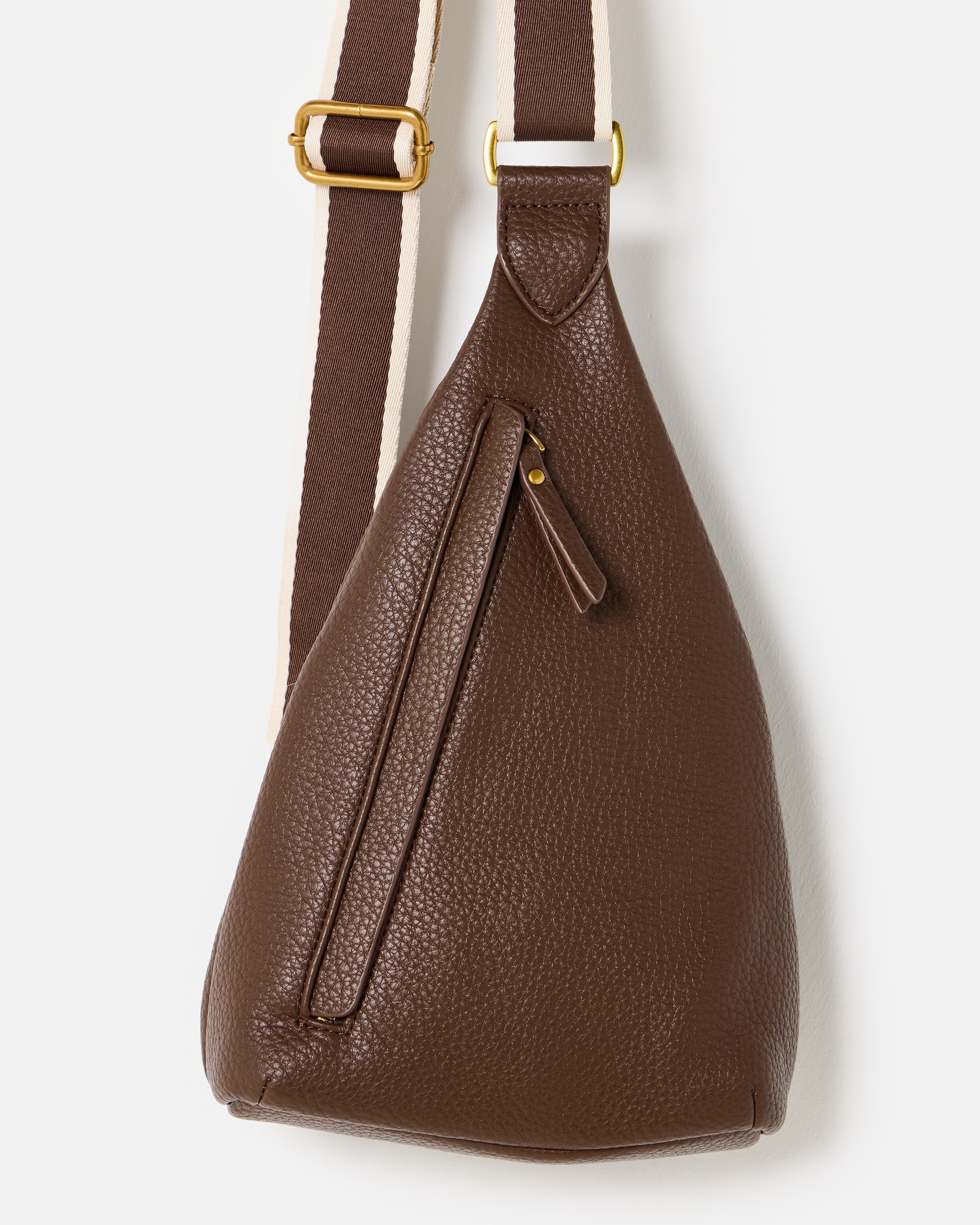 Nora Chocolate Brown Zip Front Crossbody Bag | Oliver Bonas
