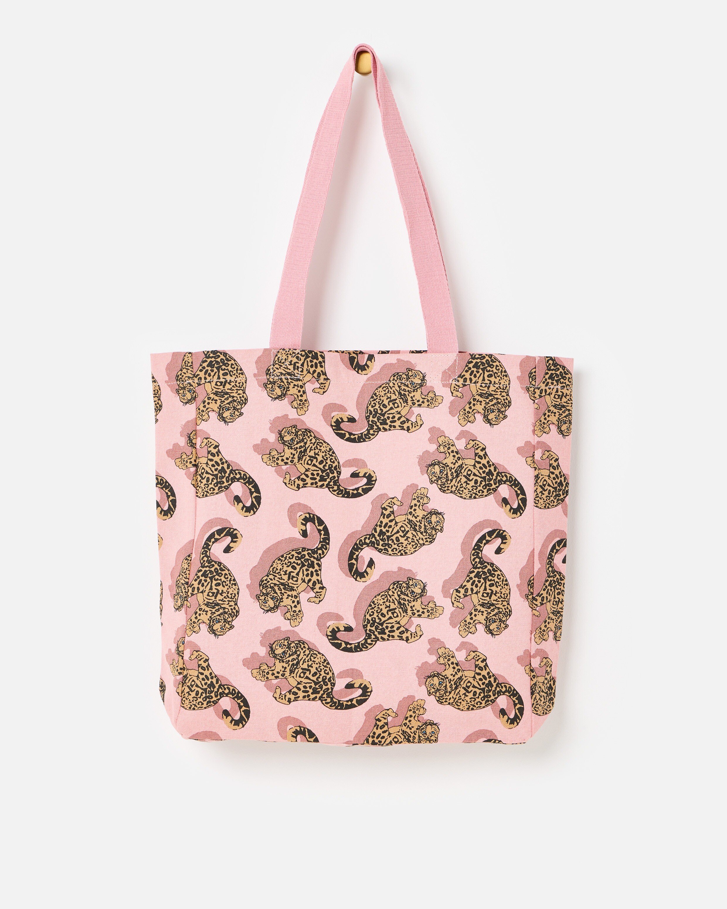 Pink Snow Leopard Cotton Tote Shopper Bag | Oliver Bonas