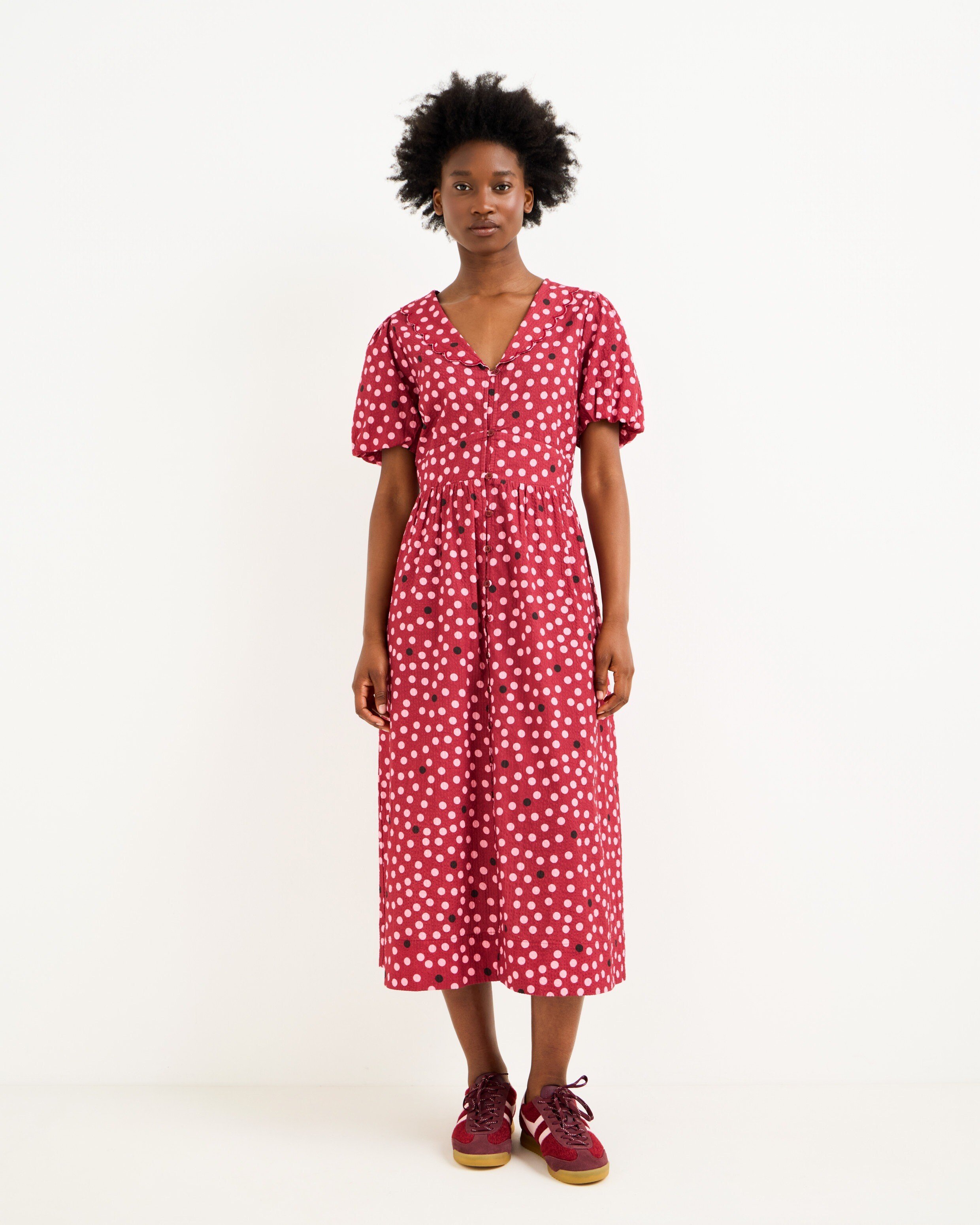 burgundy collared dress & Light Pink Polka Dot Scalloped Collar Midi benefits:RP_Flexible Tiffany Blue & Aqua Size:Size S / AU 8 breathable fabric
