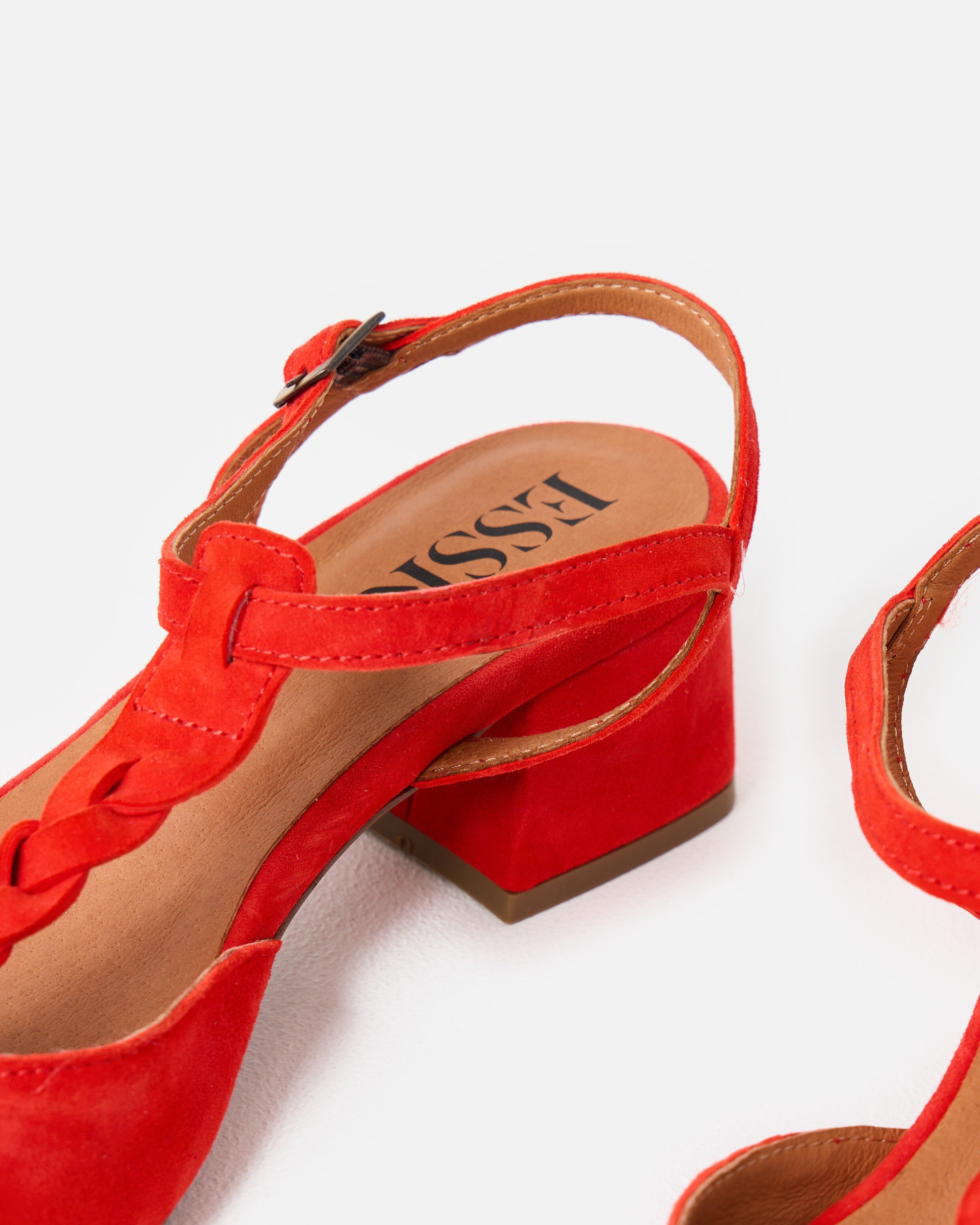 Esska Lydia Red Suede Pointed Heeled Sandals | Oliver Bonas