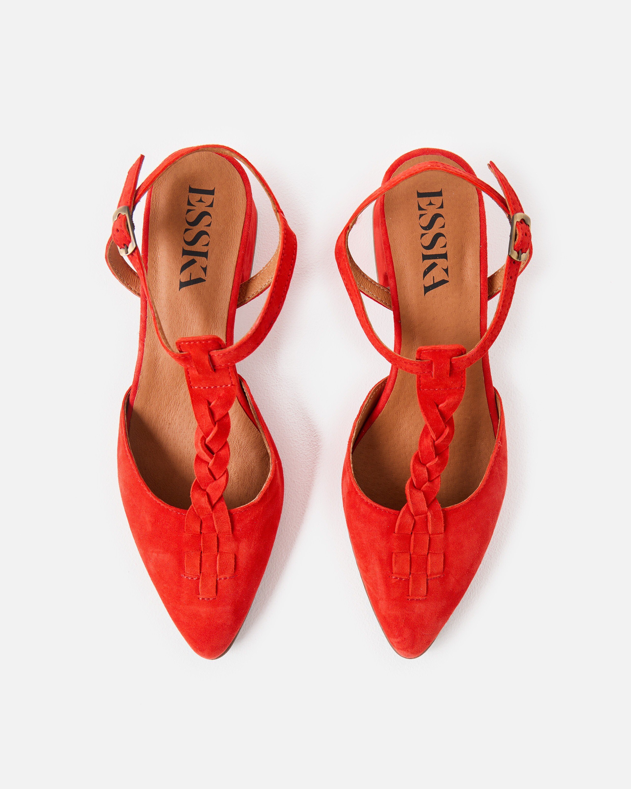 Esska Lydia Red Suede Pointed Heeled Sandals | Oliver Bonas