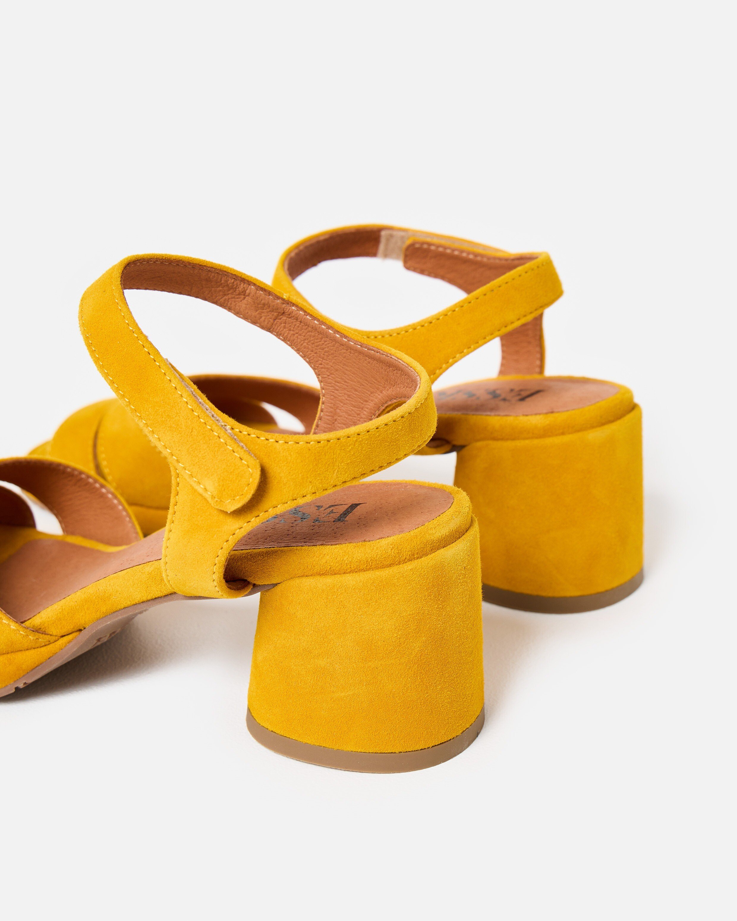Esska Olivia Mustard Yellow Suede Heeled Sandals | Oliver Bonas IE