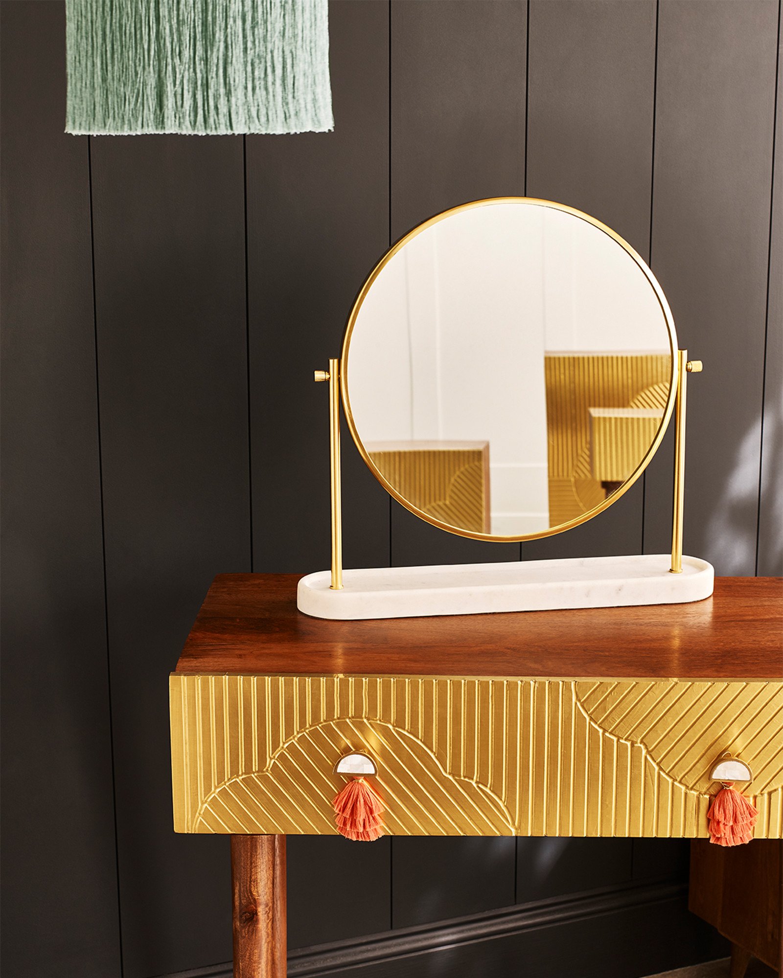 Round Marble Dressing Table Mirror