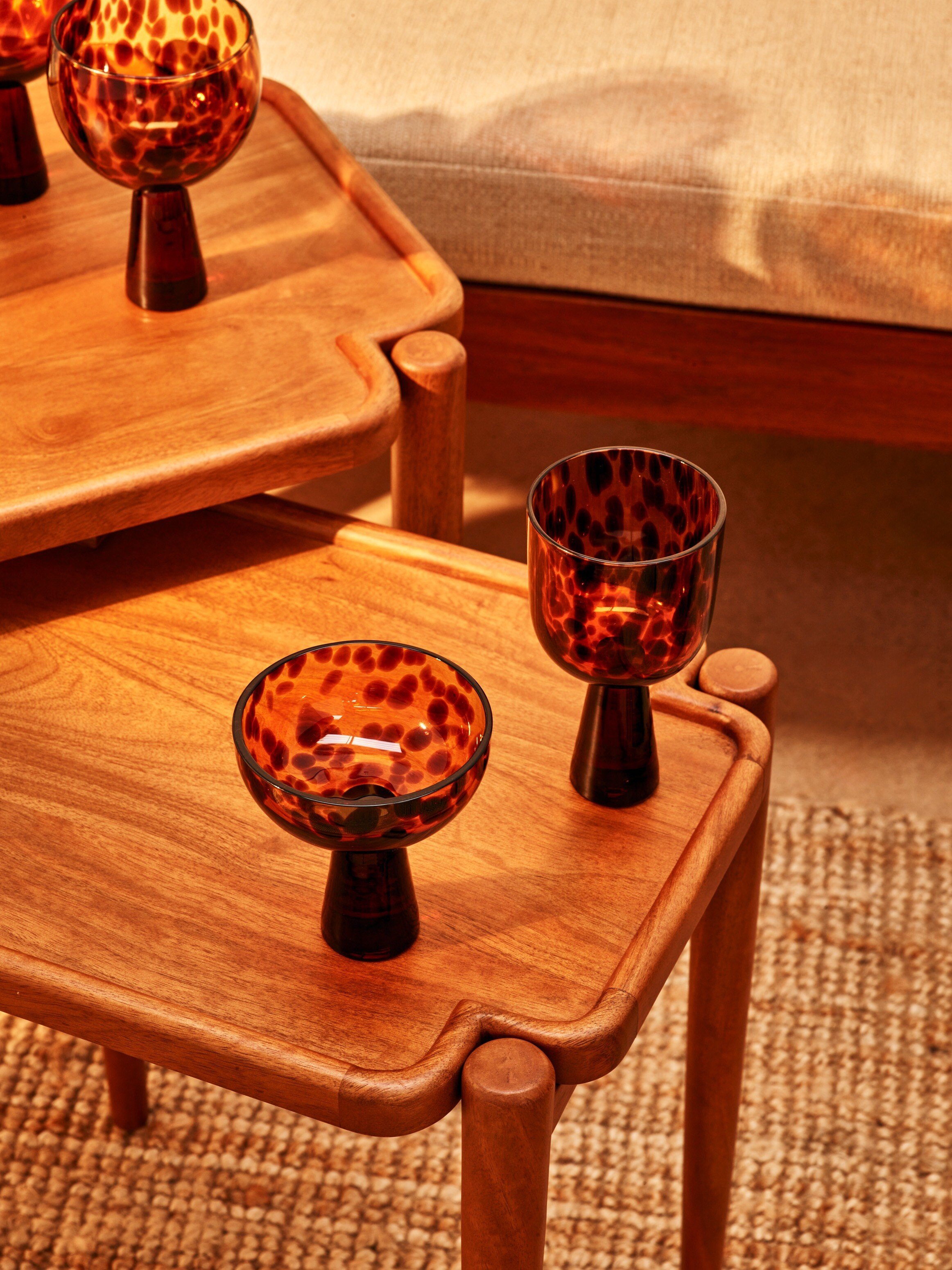 Yara Tortoiseshell Champagne Saucers Set of Two | Oliver Bonas