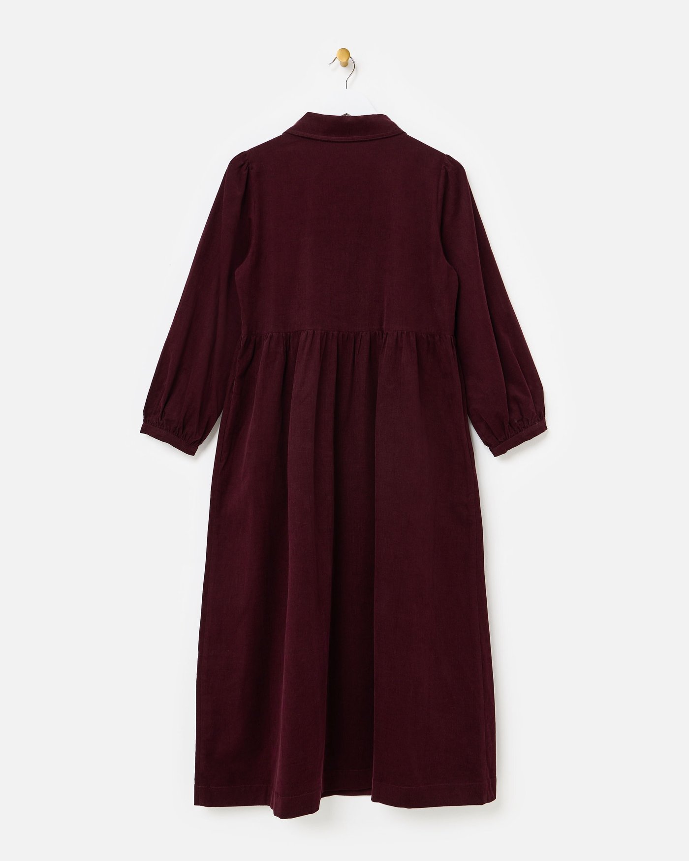Plum Corduroy Zip Front Collared Midi Dress | Oliver Bonas