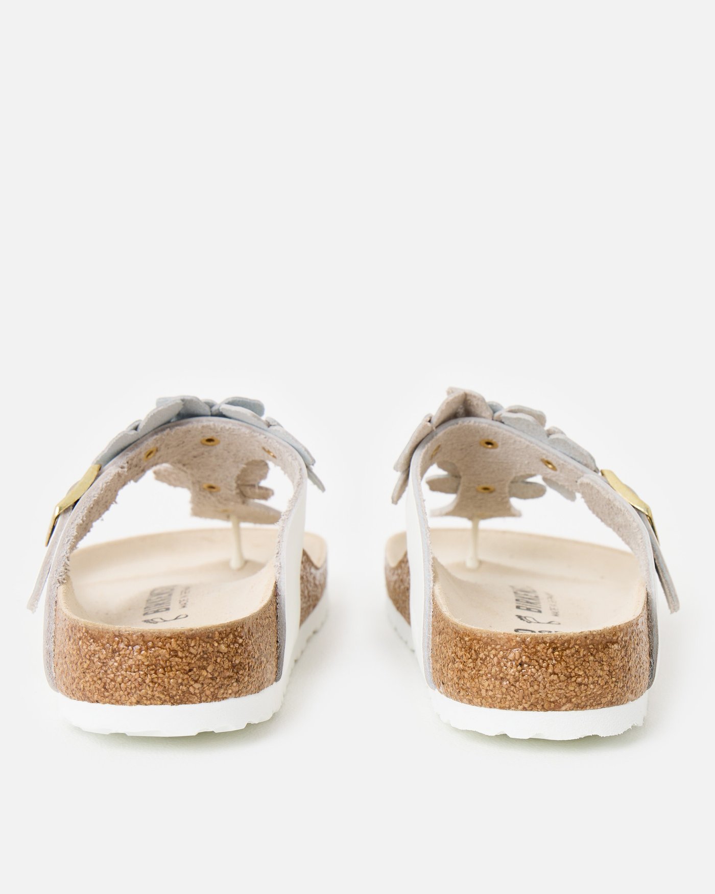 Birkenstock Gizeh White Flower Embellishment Leather Sandals