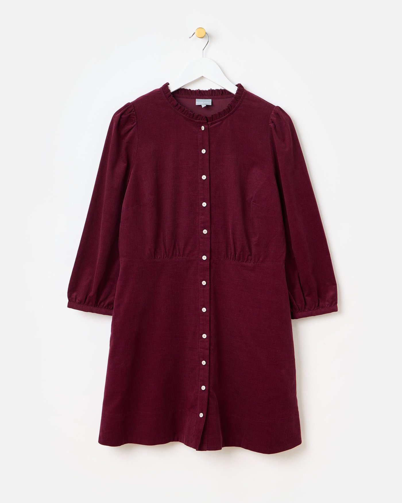 Dark Green Corduroy Zip Up Collared Mini Dress | Oliver Bonas