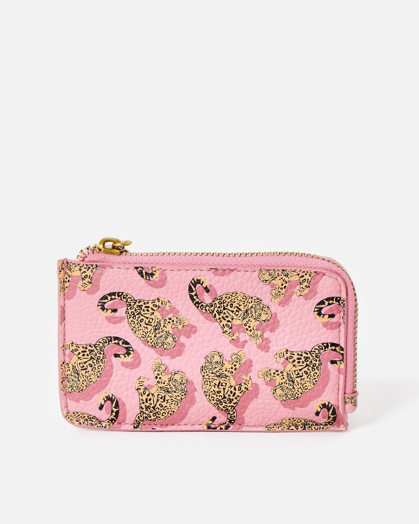 Light Pink Snow Leopard Zipped Card Holder | Oliver Bonas