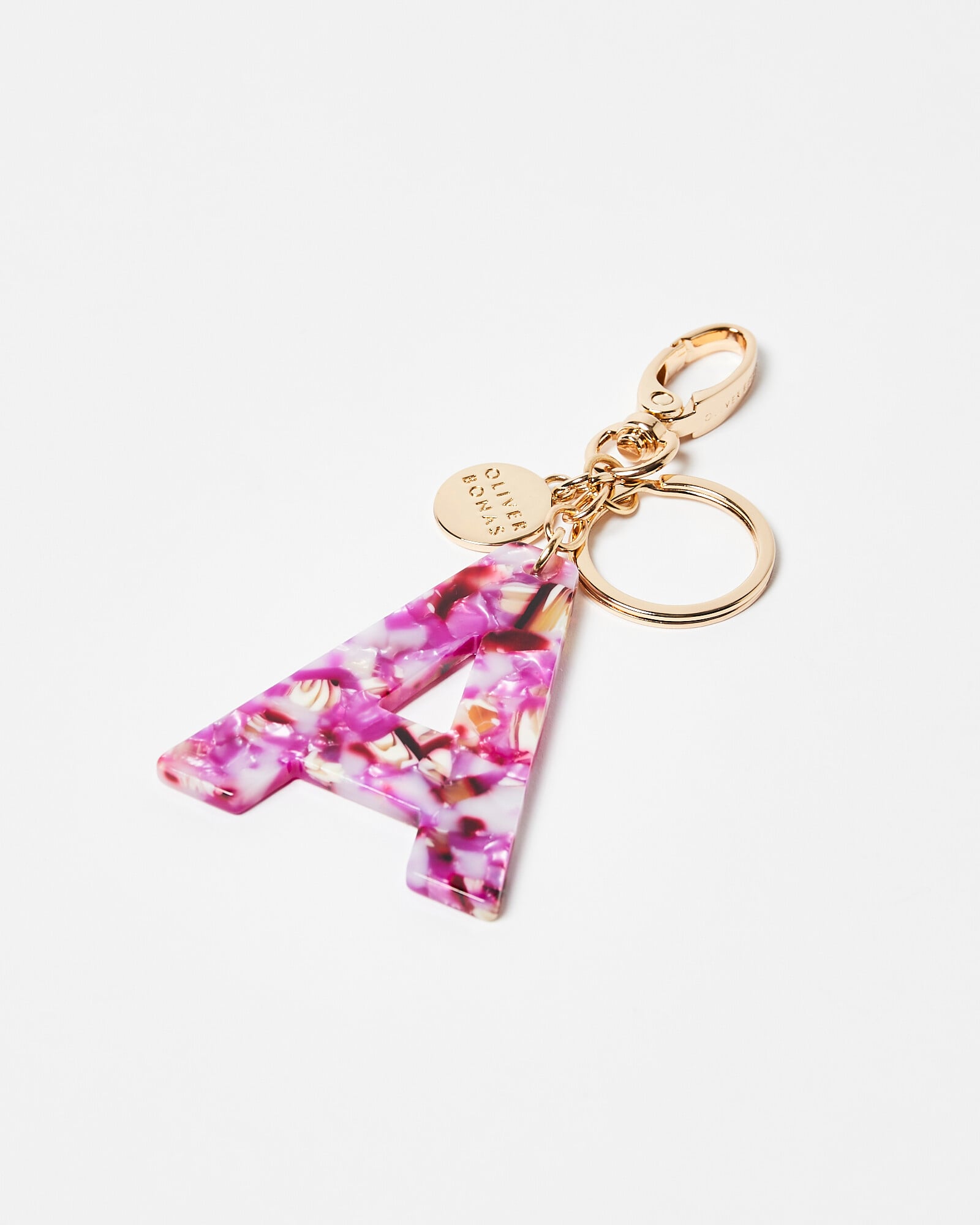 Alphabet Pink Faux Tortoiseshell Initial Keyring | Oliver Bonas