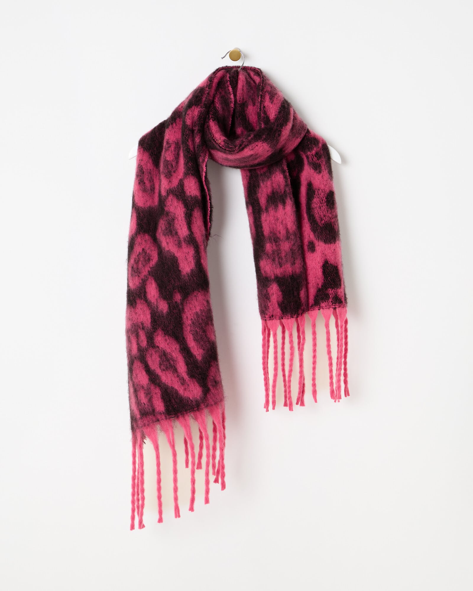 Pink Animal Print Chunky Scarf | Oliver Bonas