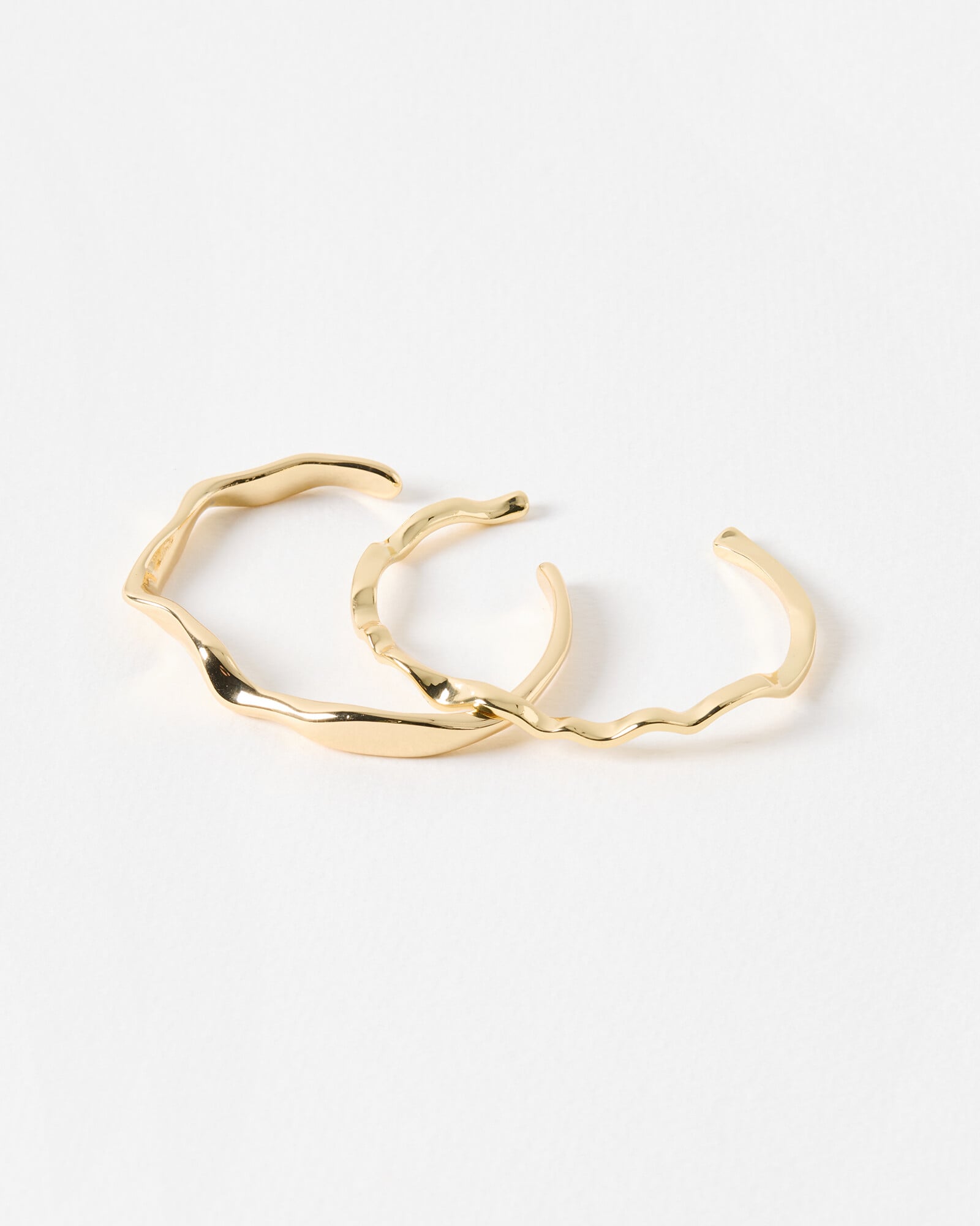 Rina Wavy Gold Tone Cuff Bangles Set of Two | Oliver Bonas