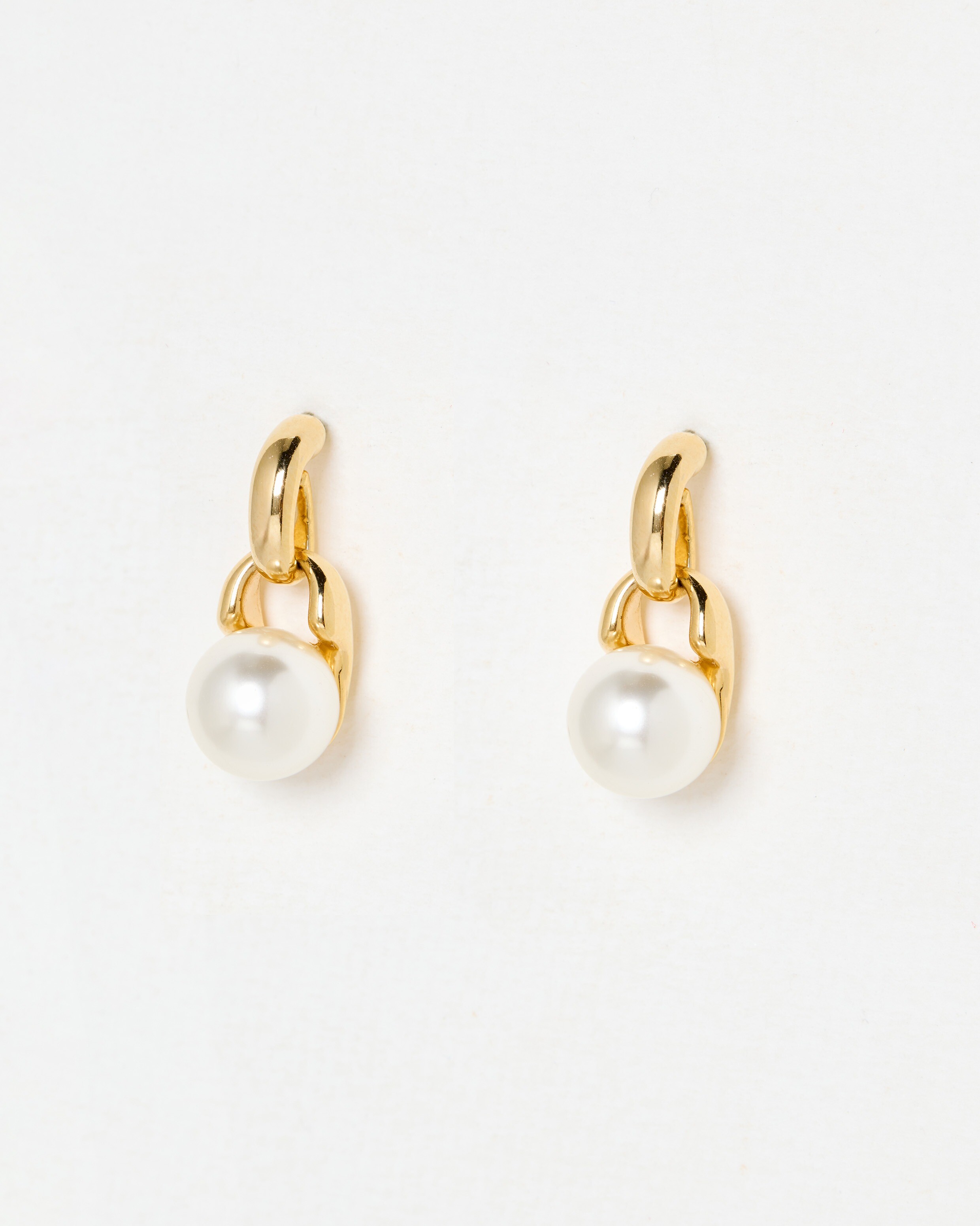 Arbor Faux Pearl Drop Gold Tone Stud Earrings | Oliver Bonas