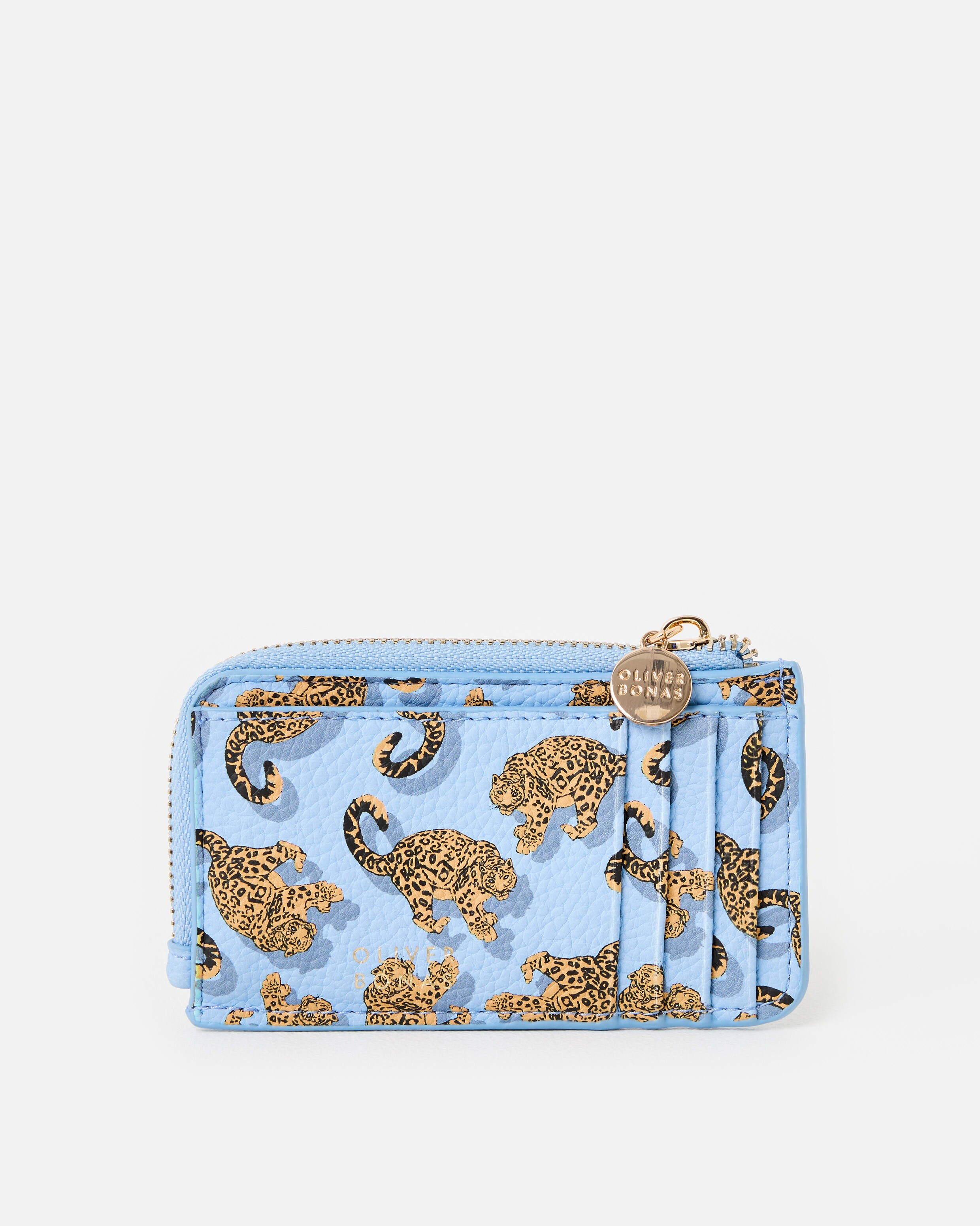 Light Blue Snow Leopard Zipped Card Holder | Oliver Bonas