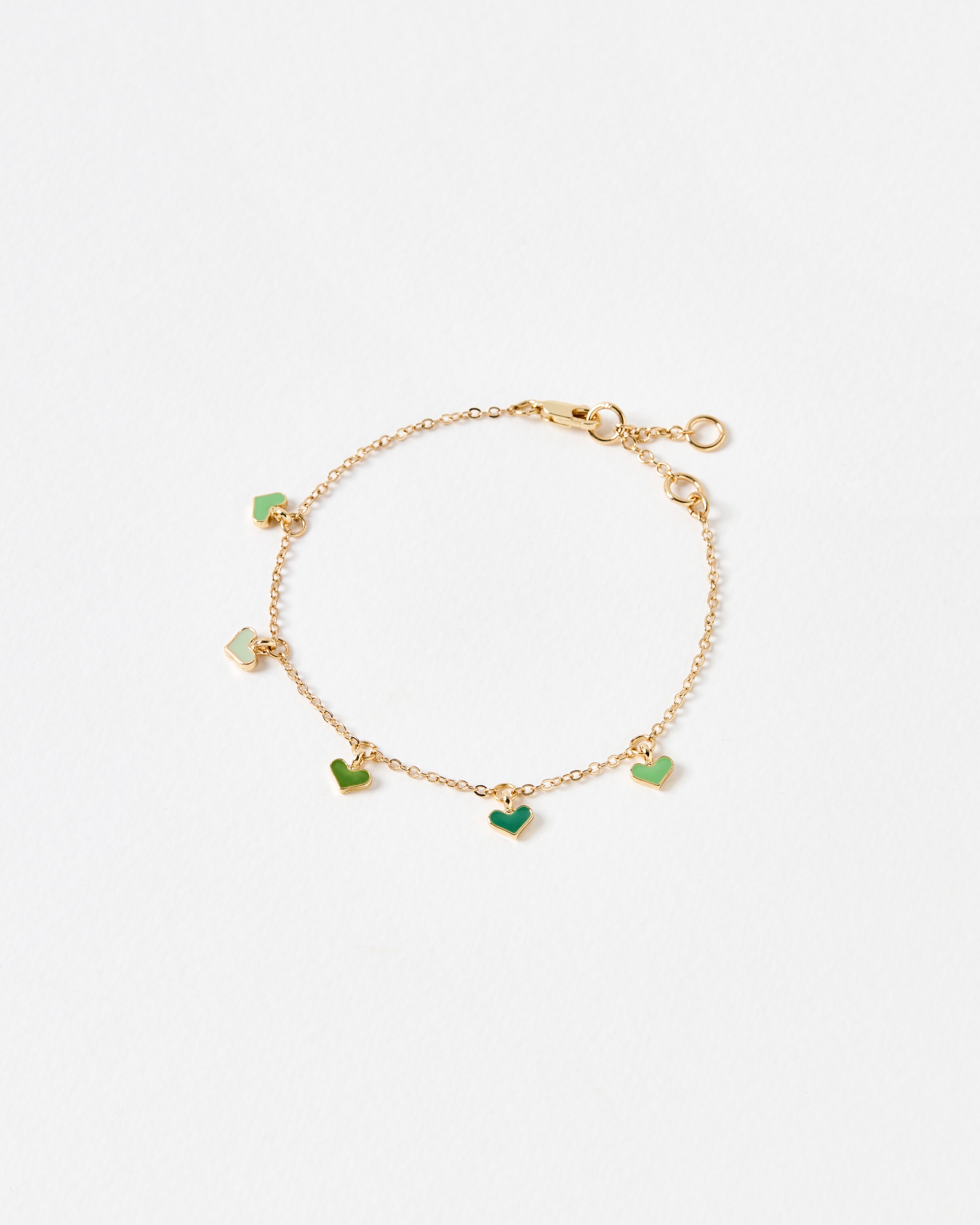Georgine Green Heart Charm Chain Bracelet | Oliver Bonas