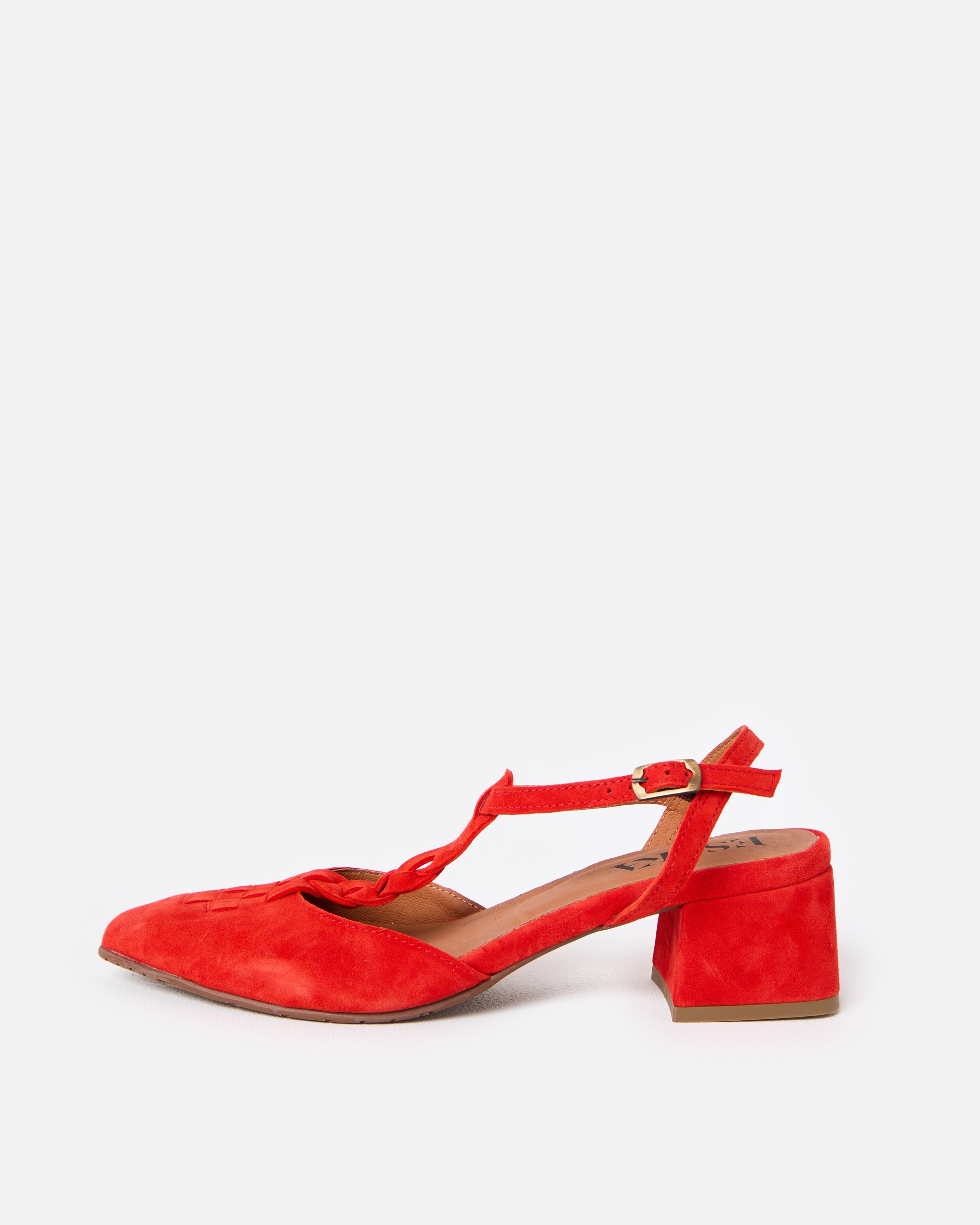 ルミオエスエフ Esska Lydia Red Suede Pointed Heeled Sandals | Oliver Bonas